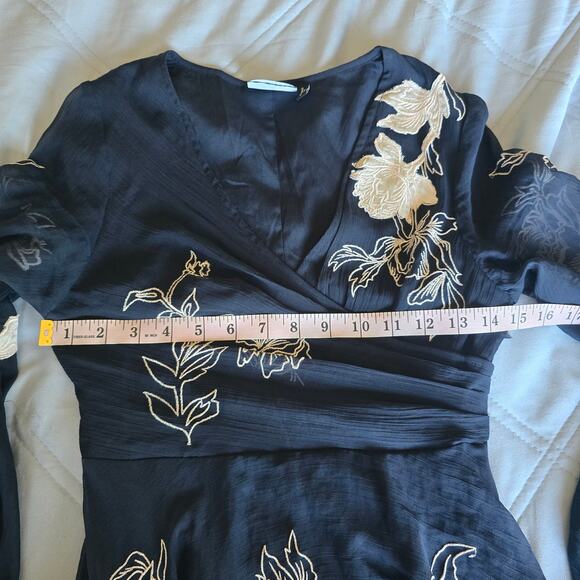 ASOS Black Midi Dress with White Floral Embroidery - Picture 9 of 11